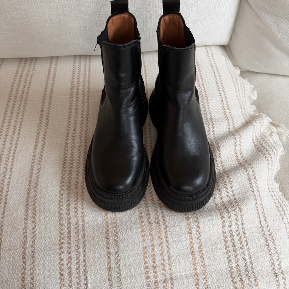Ganni Black Elastic Lug Boots